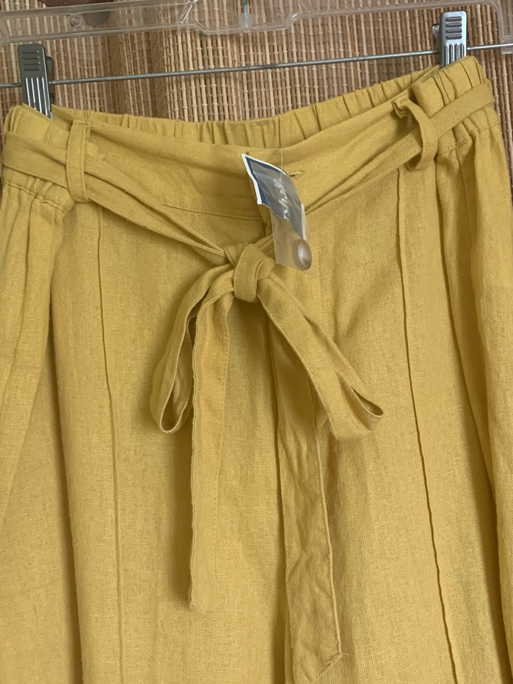 Joie WIDE-LEG Mustard High-Waist Cropped Pants with Tie